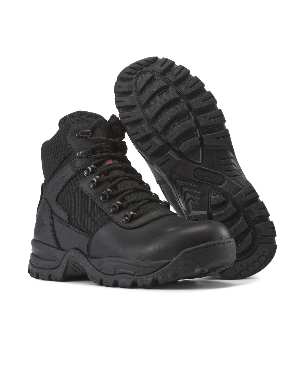 Kiwi Rugged Black Full Grain Leather Mid-Cut 6" Steel Toe Zipped Waterproof Tactical Boots [60300]
