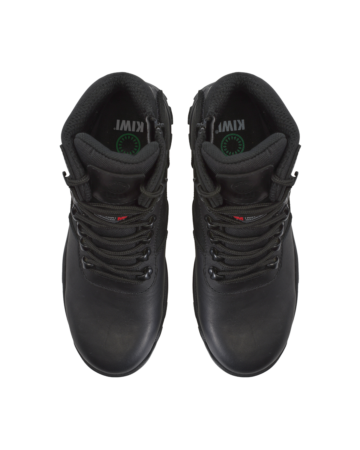 Kiwi Rugged Black Full Grain Leather Mid-Cut 6" Steel Toe Zipped Waterproof Tactical Boots [60300]