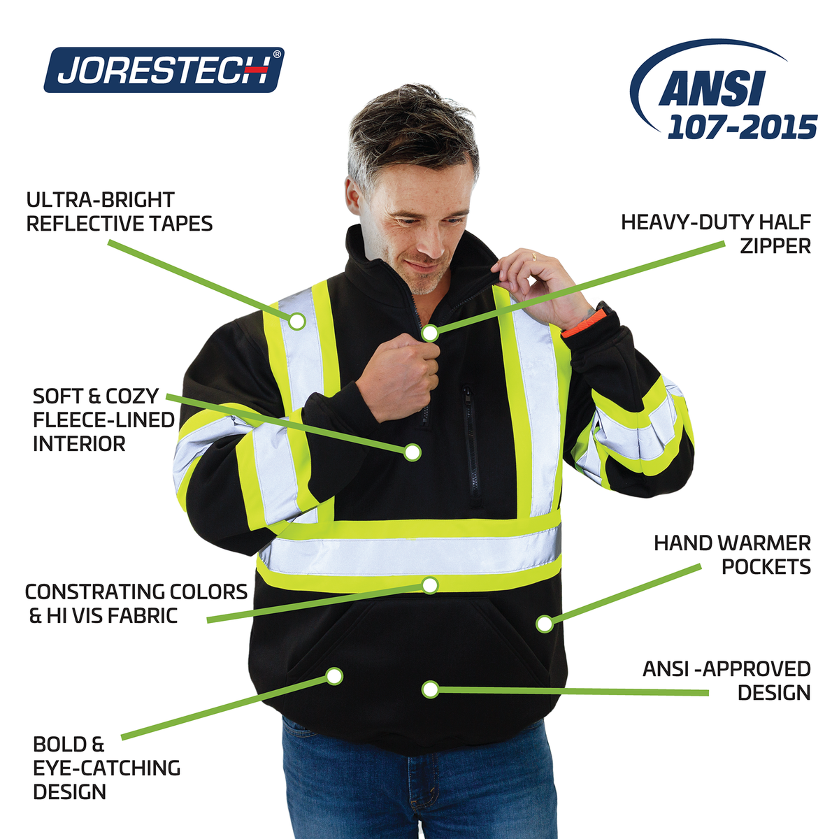 Hi-Vis Safety Sweater with Reflective Stripes