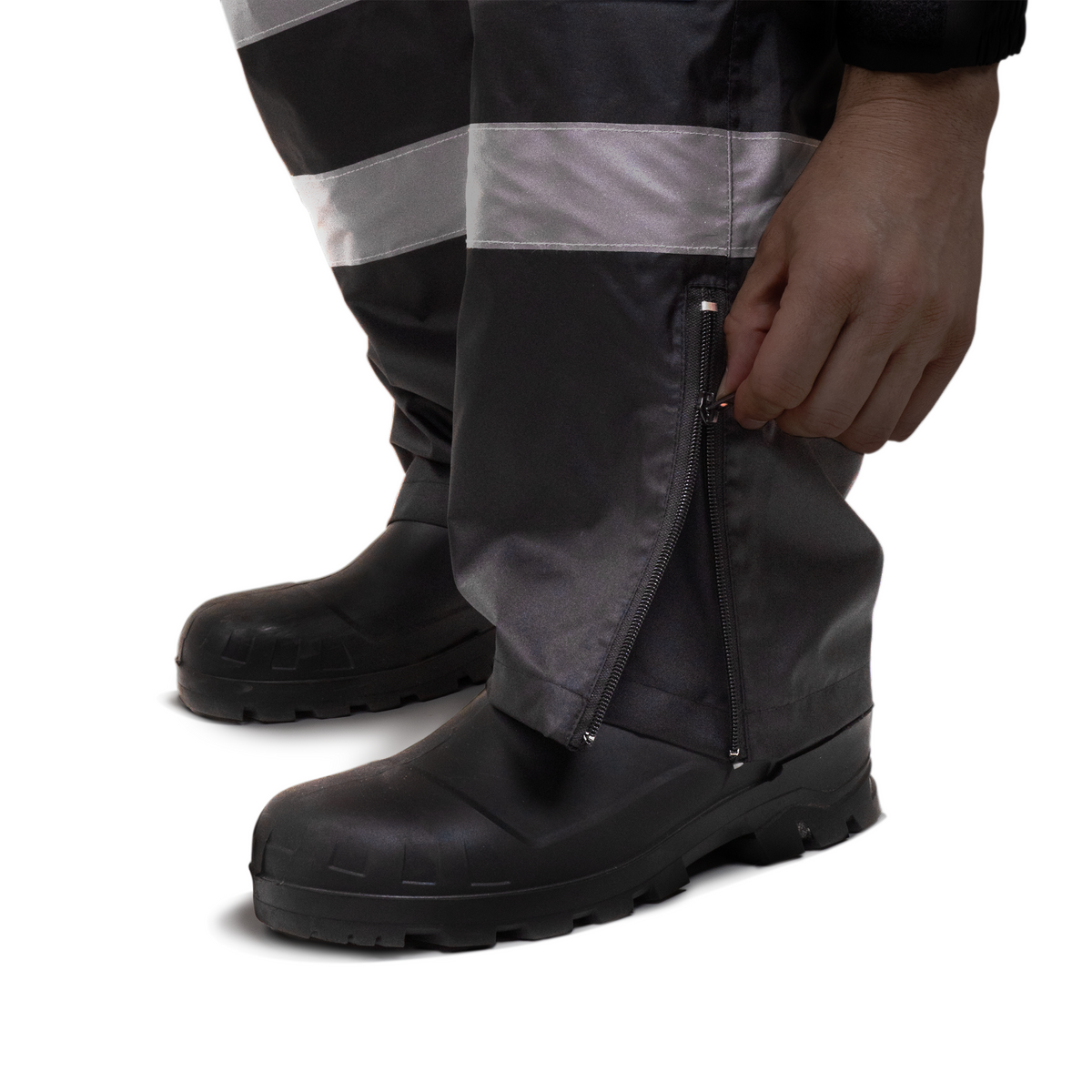 Hi-Vis Yellow/Black Rain Pants with Reflective Strips
