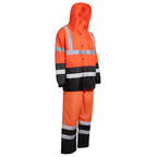 Hi-Vis Yellow/Black Rain Set - Pants & Jacket with 2" Reflective Strips