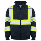 Hi-Vis X-Back Two-Tone Safety Bomber Jacket with Reflective Stripes