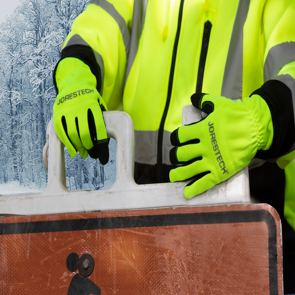 Hi-Vis Touchscreen Safety Work Gloves with Fleece Lining