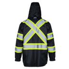 Hi Vis Two Tone Safety Rain Jacket With X Reflective Stripes