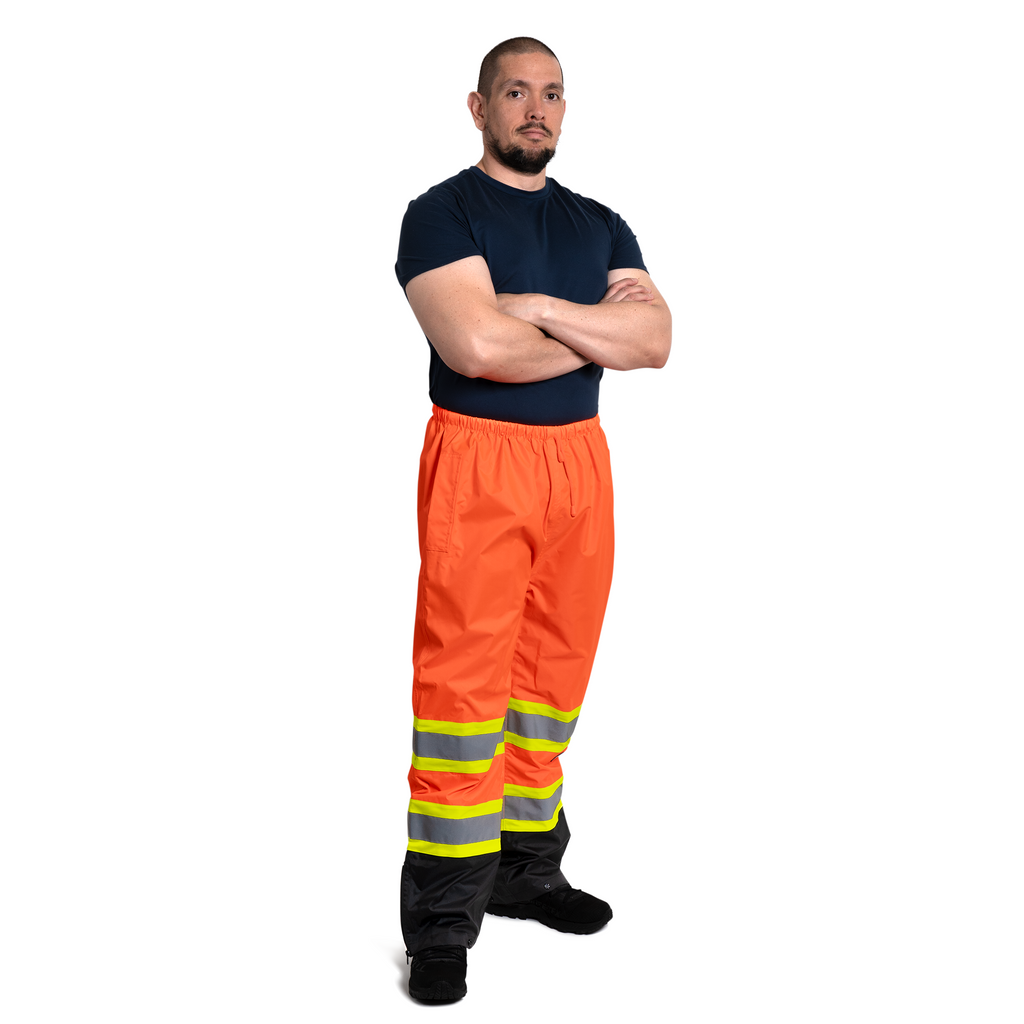 Hi Vis Two Tone Safety Rain Pants With Reflective Stripes