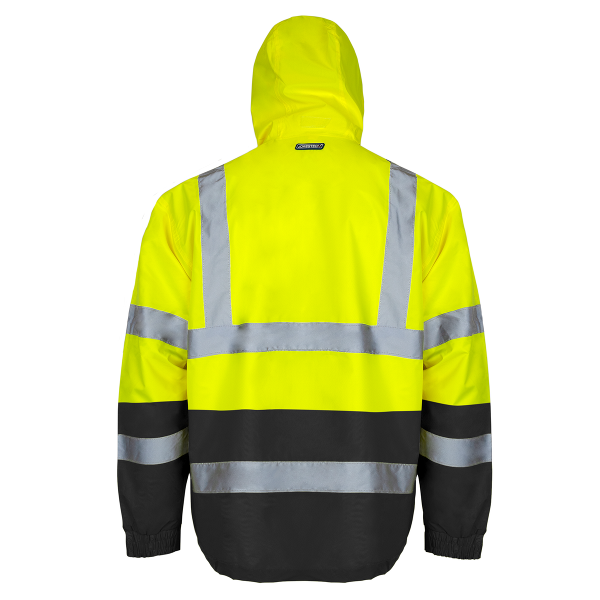 Hi-Vis Yellow/Black Rain Jacket with 2" Reflective Strips