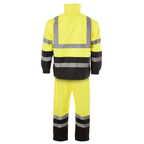 Hi-Vis Yellow/Black Rain Set - Pants & Jacket with 2" Reflective Strips