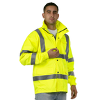 Hi-Vis Yellow Rain Jacket with 2" Reflective Strips