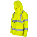 Hi-Vis Yellow Rain Jacket with 2" Reflective Strips