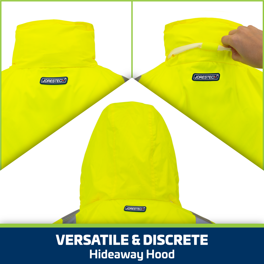 Hi-Vis Yellow Raincoat Jacket with 2" Reflective Strips