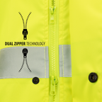 Hi-Vis Yellow Raincoat Jacket with 2" Reflective Strips