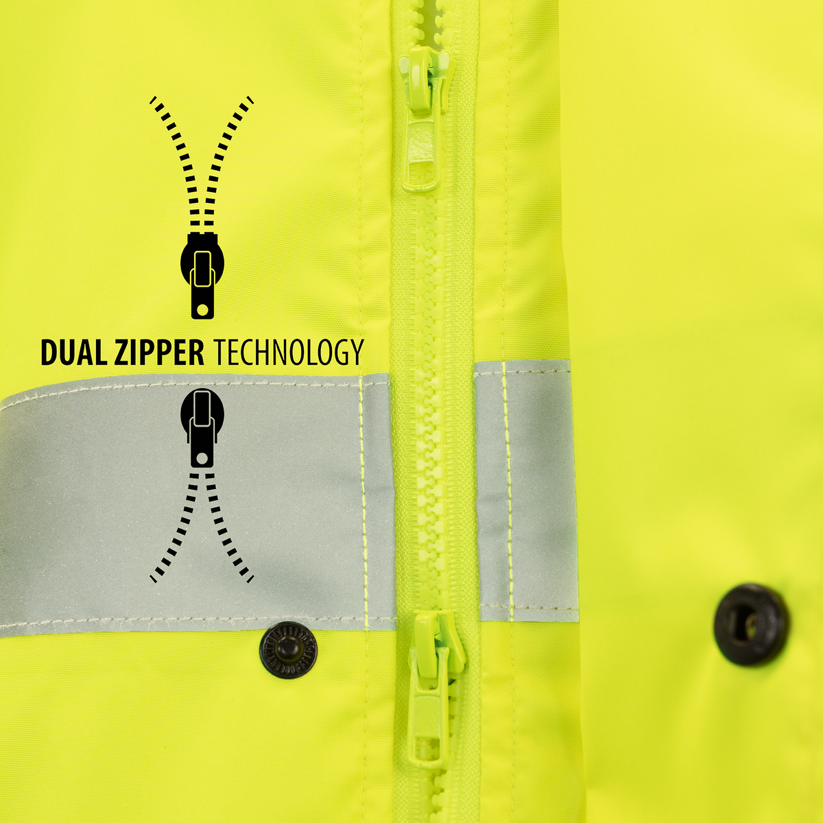 Hi-Vis Yellow Raincoat Jacket with 2" Reflective Strips
