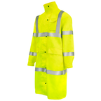 Hi-Vis Yellow Raincoat Jacket with 2" Reflective Strips