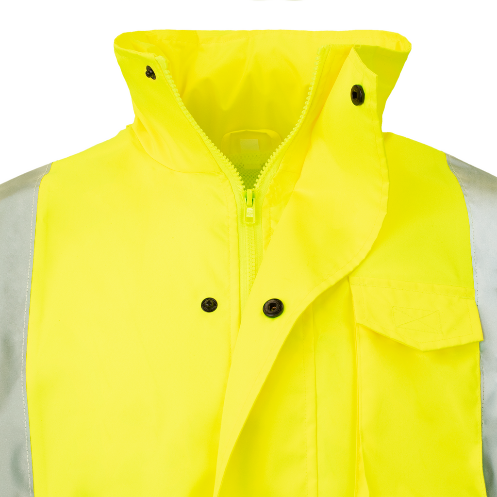 Hi-Vis Yellow Raincoat Jacket with 2" Reflective Strips