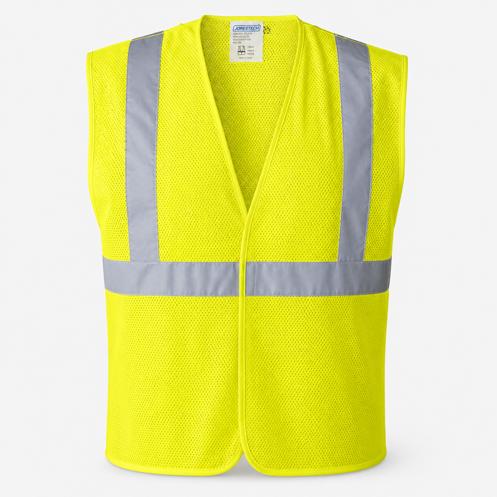 Hi-Vis Yellow Mesh Tearaway Safety Vest with 2” Reflective Strips and Pocket