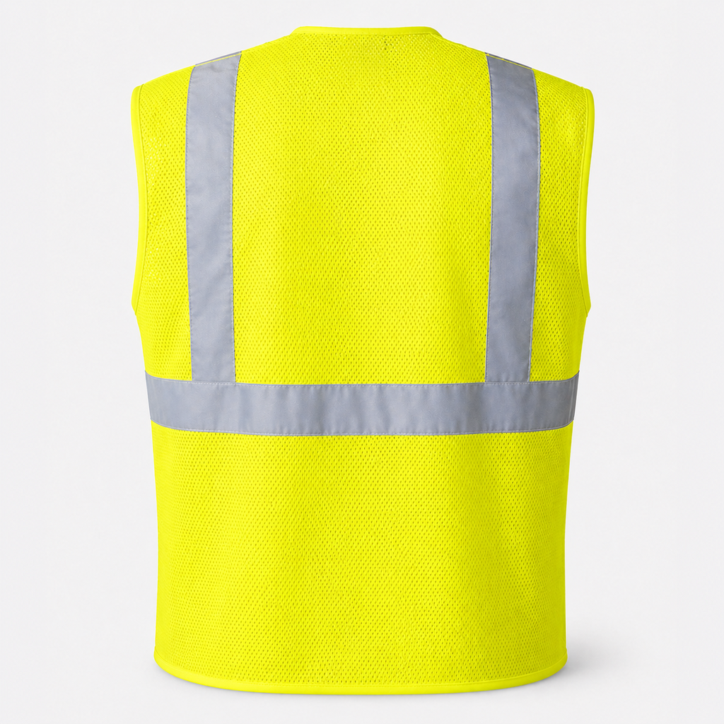 Hi-Vis Yellow Mesh Tearaway Safety Vest with 2” Reflective Strips and Pocket