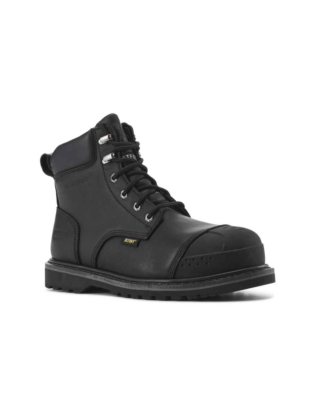 Kiwi Premium Black Action Leather 6" Steel Toe Waterproof Cap-Toe Work Boots [69700]