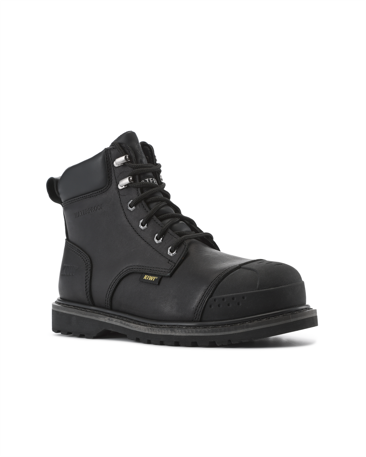 Kiwi Premium Black Action Leather 6" Steel Toe Waterproof Cap-Toe Work Boots [69700]