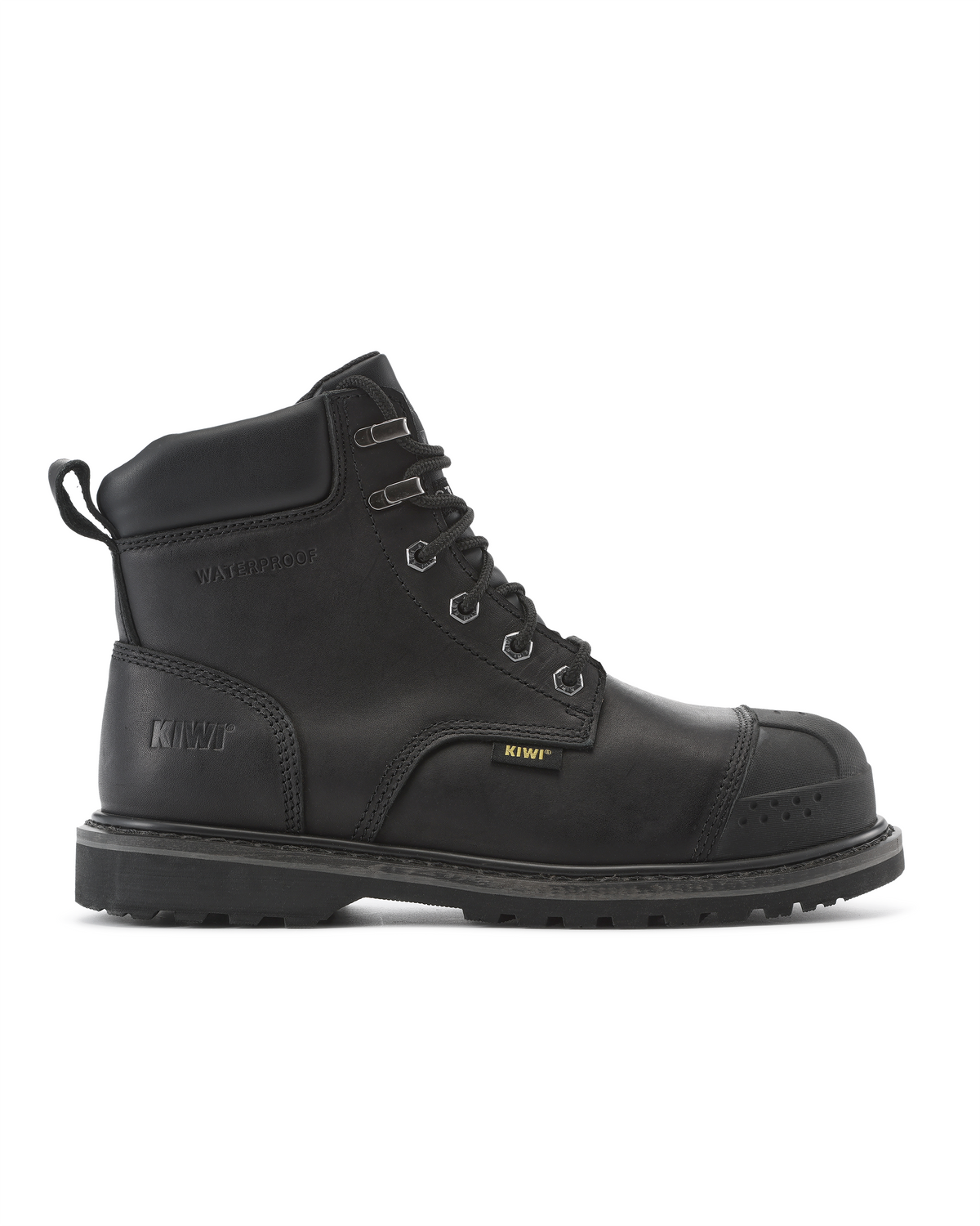 Kiwi Premium Black Action Leather 6" Steel Toe Waterproof Cap-Toe Work Boots [69700]