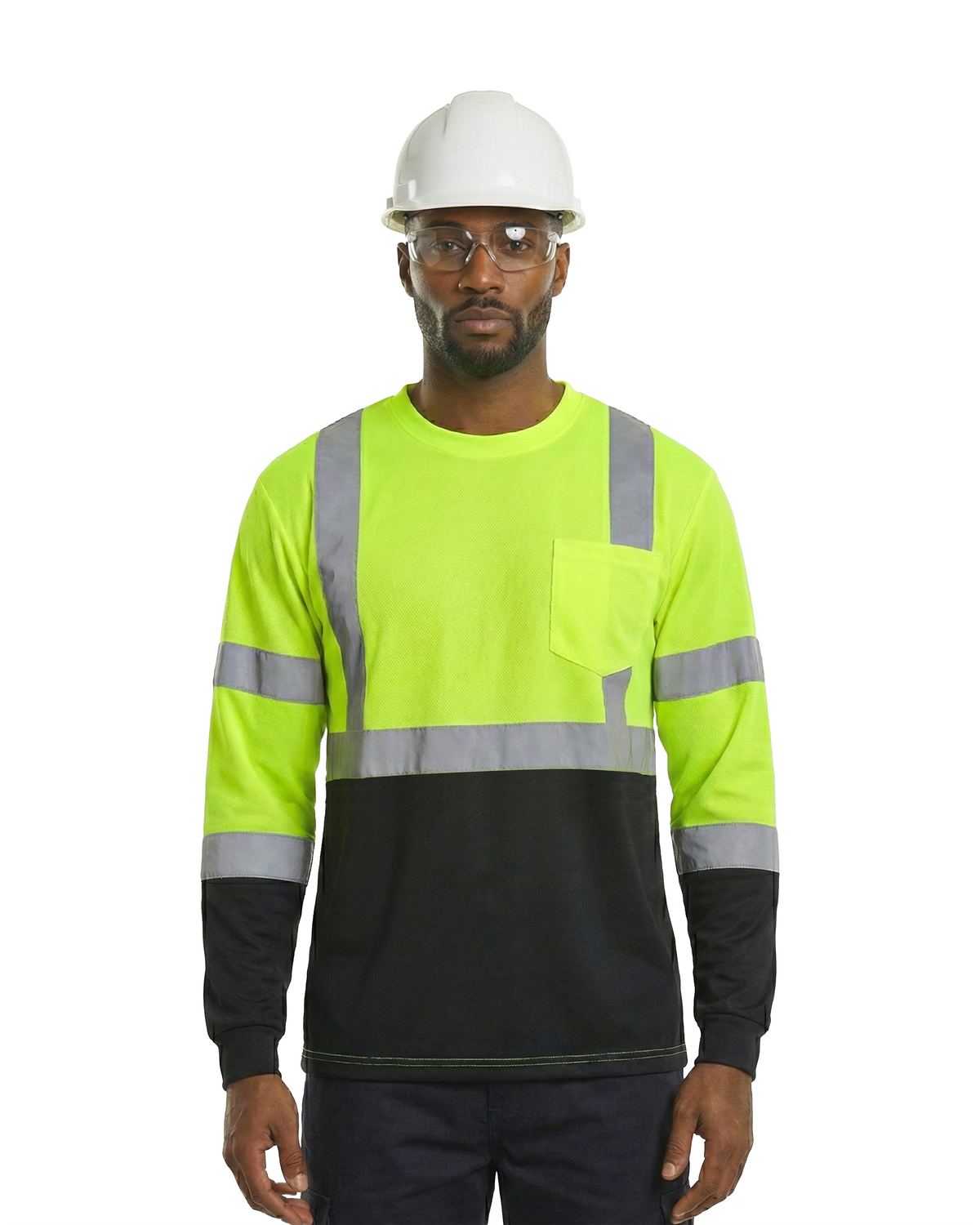 Kiwi High Visibility ANSI/ISEA 107-2020, Type R, Class 3 Two Tone Neon Long Sleeve Safety Shirt [73100]