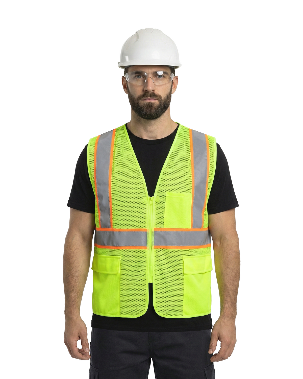 Kiwi High Visibility ANSI/ISEA 107-2020, Type R, Class 2 Contrast Trimmed Neon Safety Vest [70100]