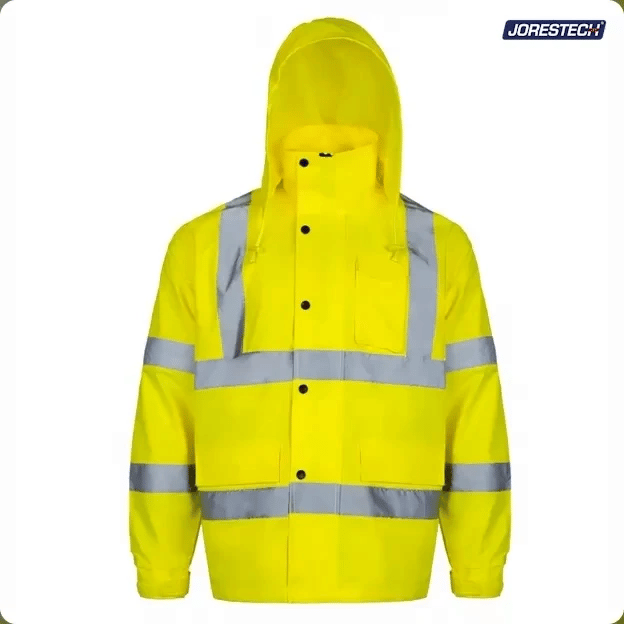 Hi-Vis Yellow Rain Jacket with 2" Reflective Strips