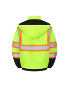 Kingstone High Visibility Hooded and Fleece Lined ANSI/ISEA 107-2020, Type R, Class 3 Two-Tone, Contrast Trimmed Neon Safety Jacket
